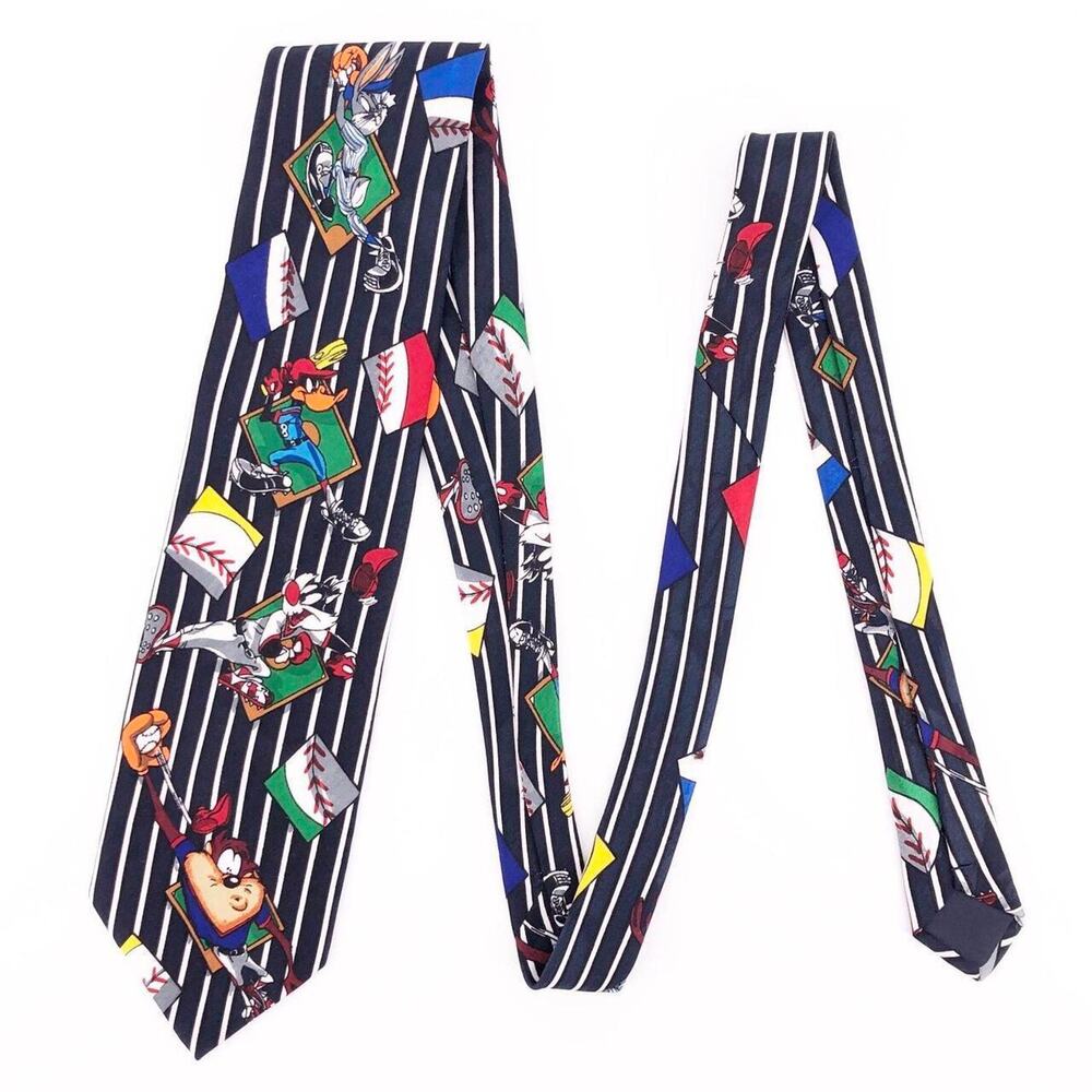 Looney Tunes Mania baseball neck tie 90s 1990s vintage